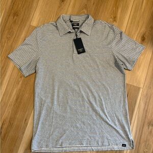 Faherty Movement Polo Shirt Mens Medium Blue Stripe Pima Modal Soft *Description